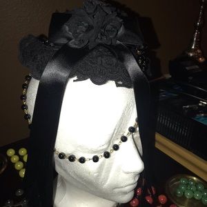 Super unique mourning/funeral black costume hat